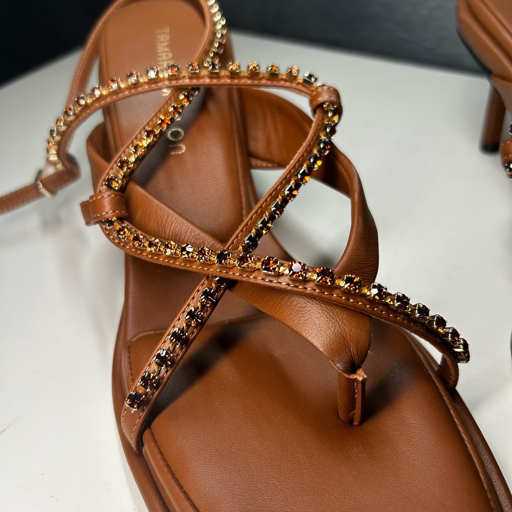 Tamara Mellon Brown Strappy Women's Sandals made in Italy - Picture 3 of 9